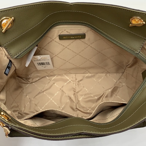 MICHAEL KORS 
Jet Set Large XChain  Logo Shoulder Tote  Bag OLIVE/BROWN COLOR - Picture 10 of 16